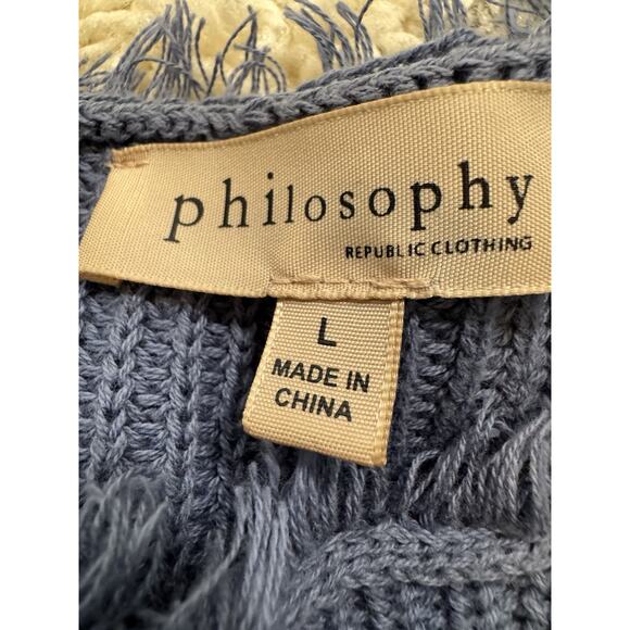 Philosophy Womens Pullover Sweater Size L Blue Black Long Sleeve - Picture 4 of 7